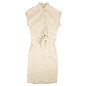 Ärmelloses Hemdkleid mit Knopfleiste – Beige