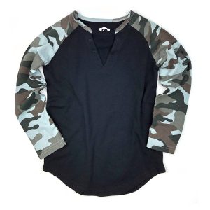 T-Shirt – Jungen, Baseball, Schwarz, Camouflage