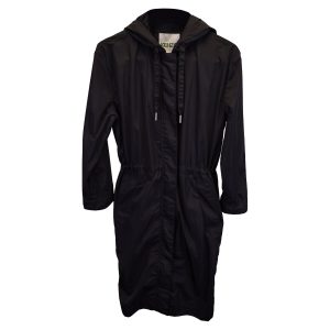 Kenzo Regenmantel – lang geschnitten, mit Kapuze, Schwarz, Polyester – 7733629124668