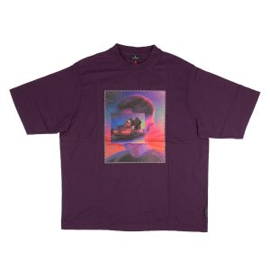 T-Shirt mit mehrfarbigem Grafikmotiv – Lila