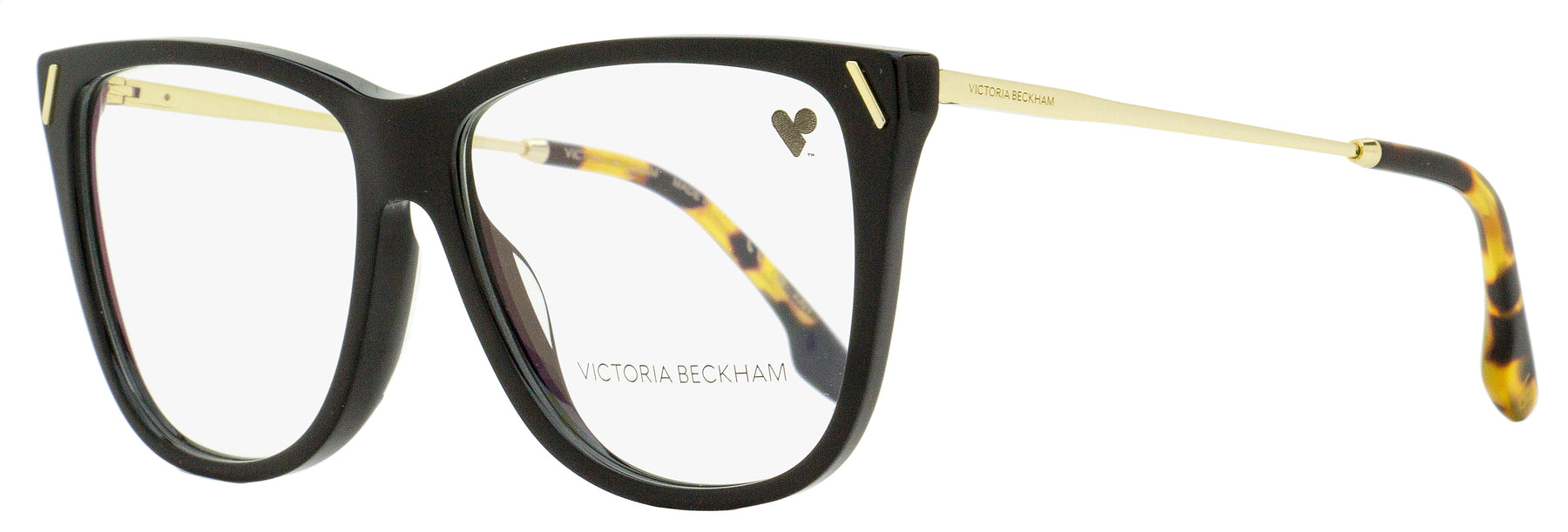 Victoria Beckham Brille – Damen, quadratisch, Schwarz, Goldfarben – VB2636 / 001 / 56mm
