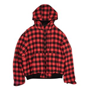 Karierte Fleecejacke mit Grafikmotiv – Rot