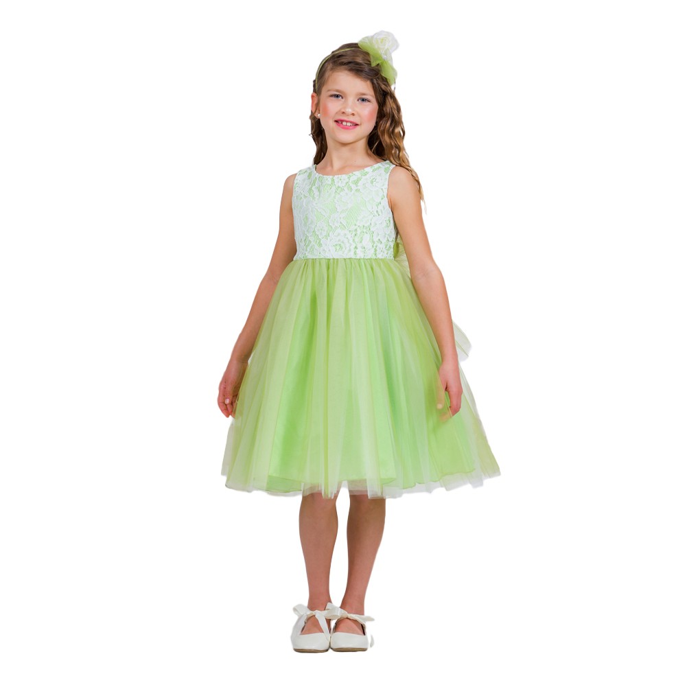 Kleid – kleine Mädchen, Grün, mit Spitze, Tüll, ärmellos, Ostern – 2-6
