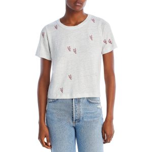 T-Shirt aus Leinen mit Grafikmotiv