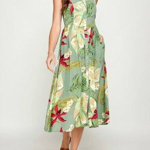 Maxikleid – mit Knopfleiste, Grün