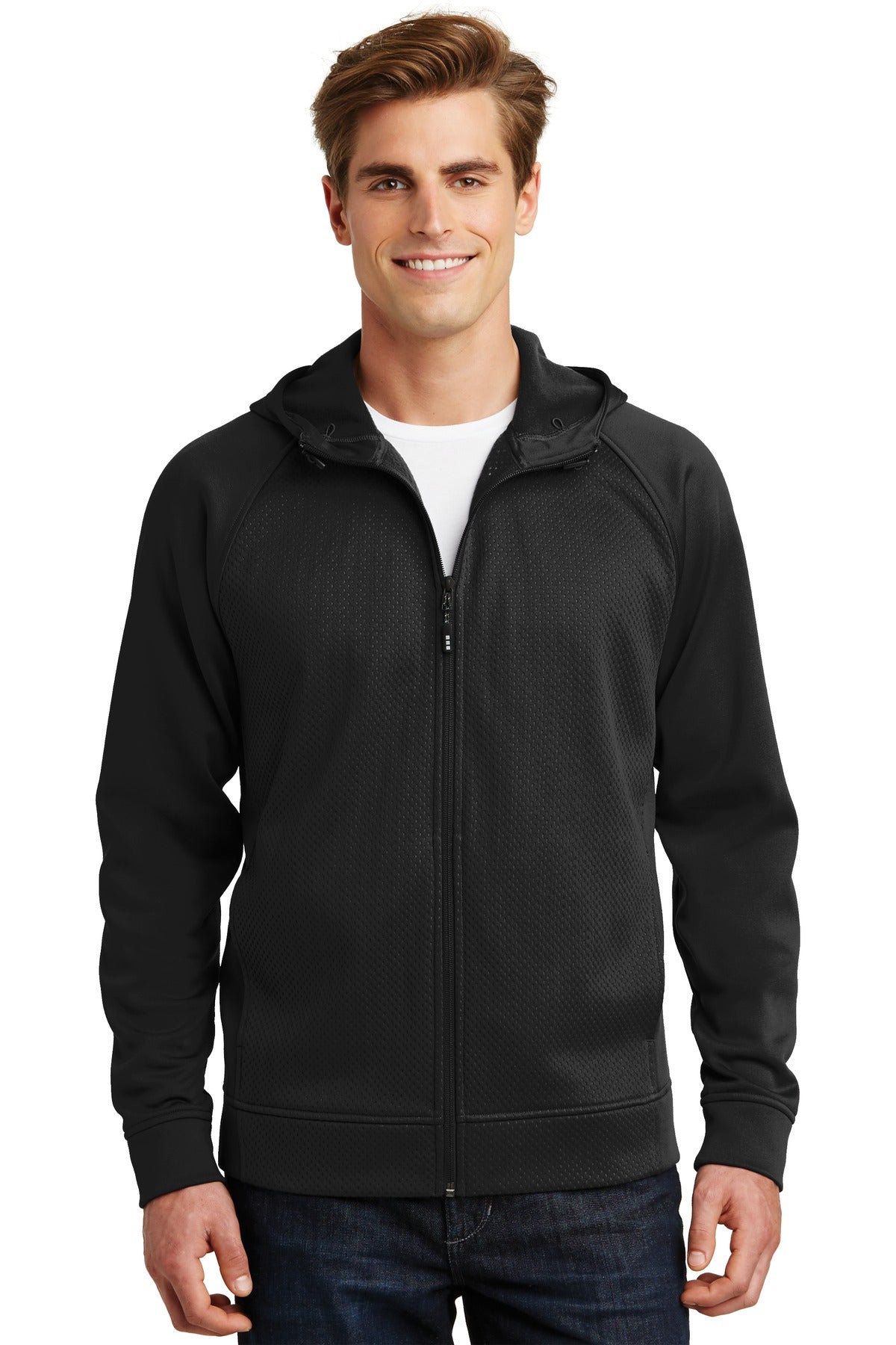 Sport-Tek Rival Kapuzenjacke – Damen, Tech Fleece, durchgehender Reißverschluss
