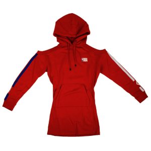 Kurzes Kleid mit Kapuze – Rot