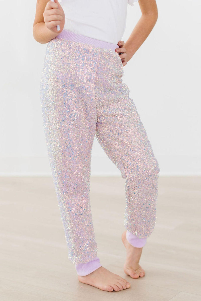 Jogginghose mit Pailletten – Lavendelfarben