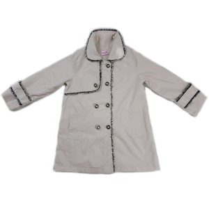 Mantel – Mädchen, Elfenbein, Kontrastbesatz, zweireihig – S (9-24M)-XL (6-8)