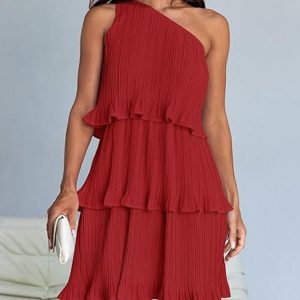 Minikleid – mehrlagig, einzeln, Schulter
