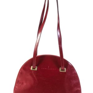 Trussardi runde Damen-Schultertasche aus Leder – Rot