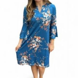Kleid mit Blumenprint – Blau/Braun