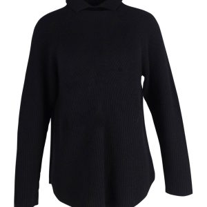Theory Pullover – hoher Kragen, gerippt, Schwarz, Kaschmir