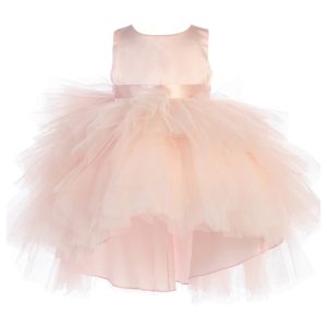 Kleid – Baby, Mädchen, Altrosa, Vokuhila-Saum, mehrstufig, Rüschen, Tutu, Blumenmädchen – 6-24M