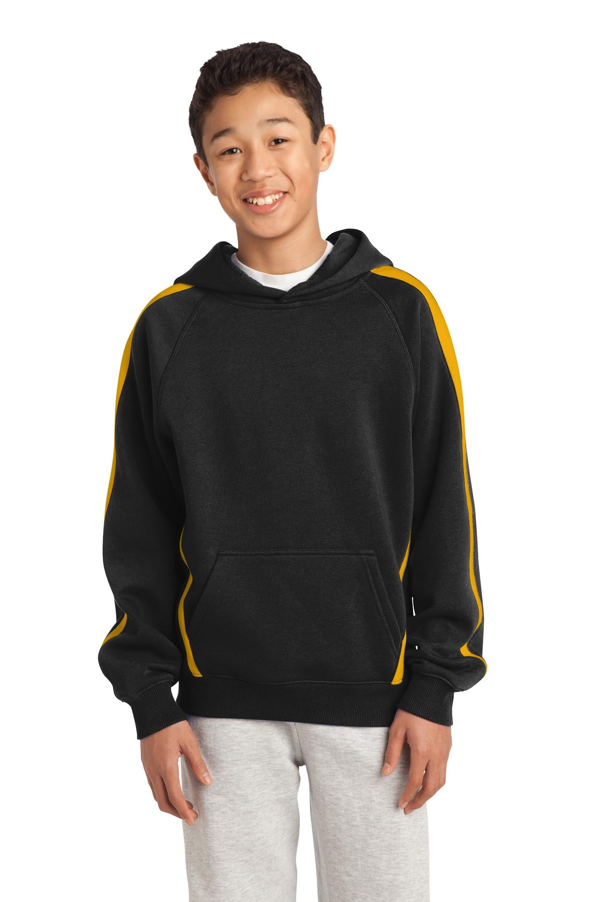 Sport-Tek Kapuzen-Sweatshirt zum Überziehen mit Ärmelstreifen für Jugendliche – YST265
