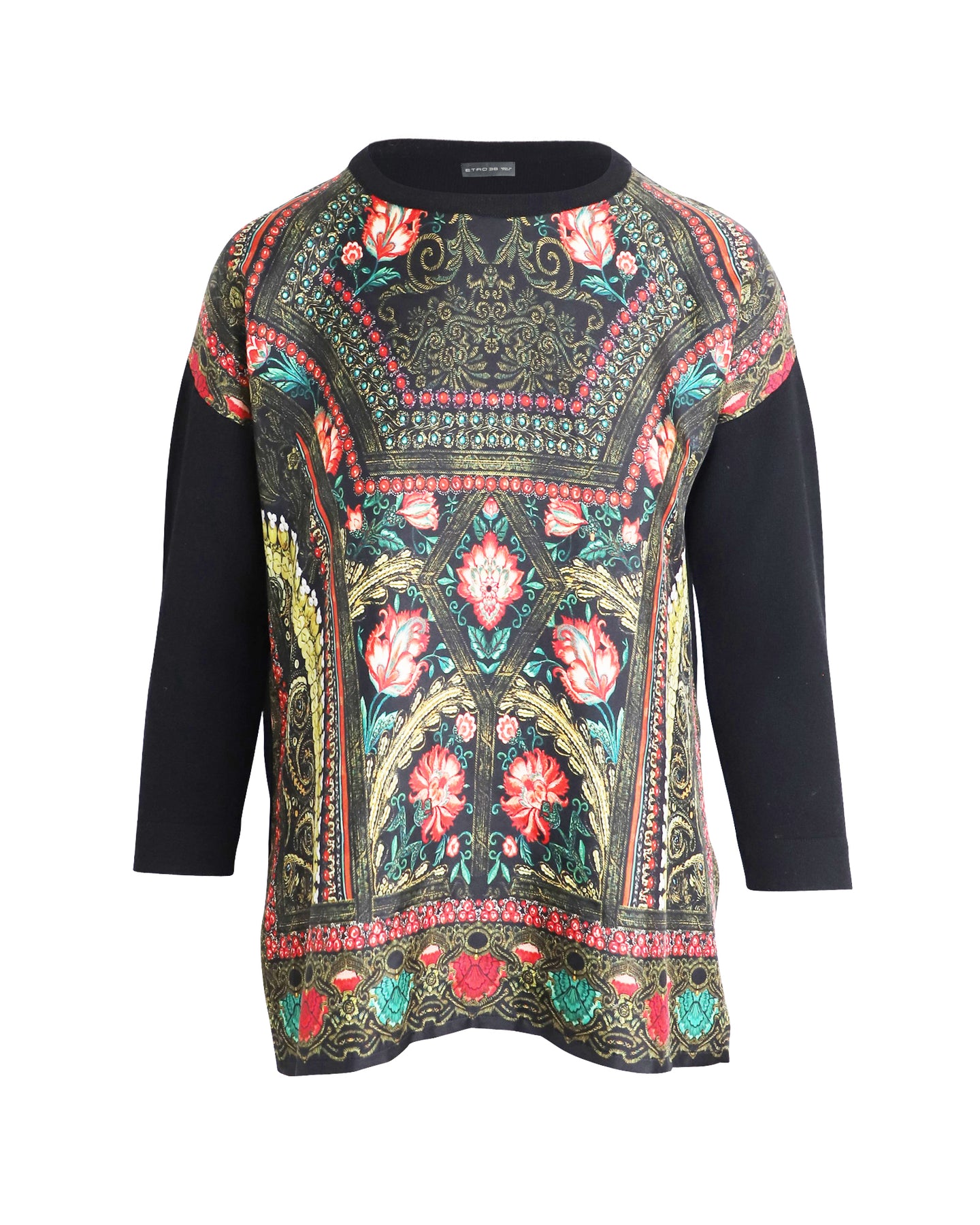 Etro Wollpullover mit Blumenprint – Schwarz