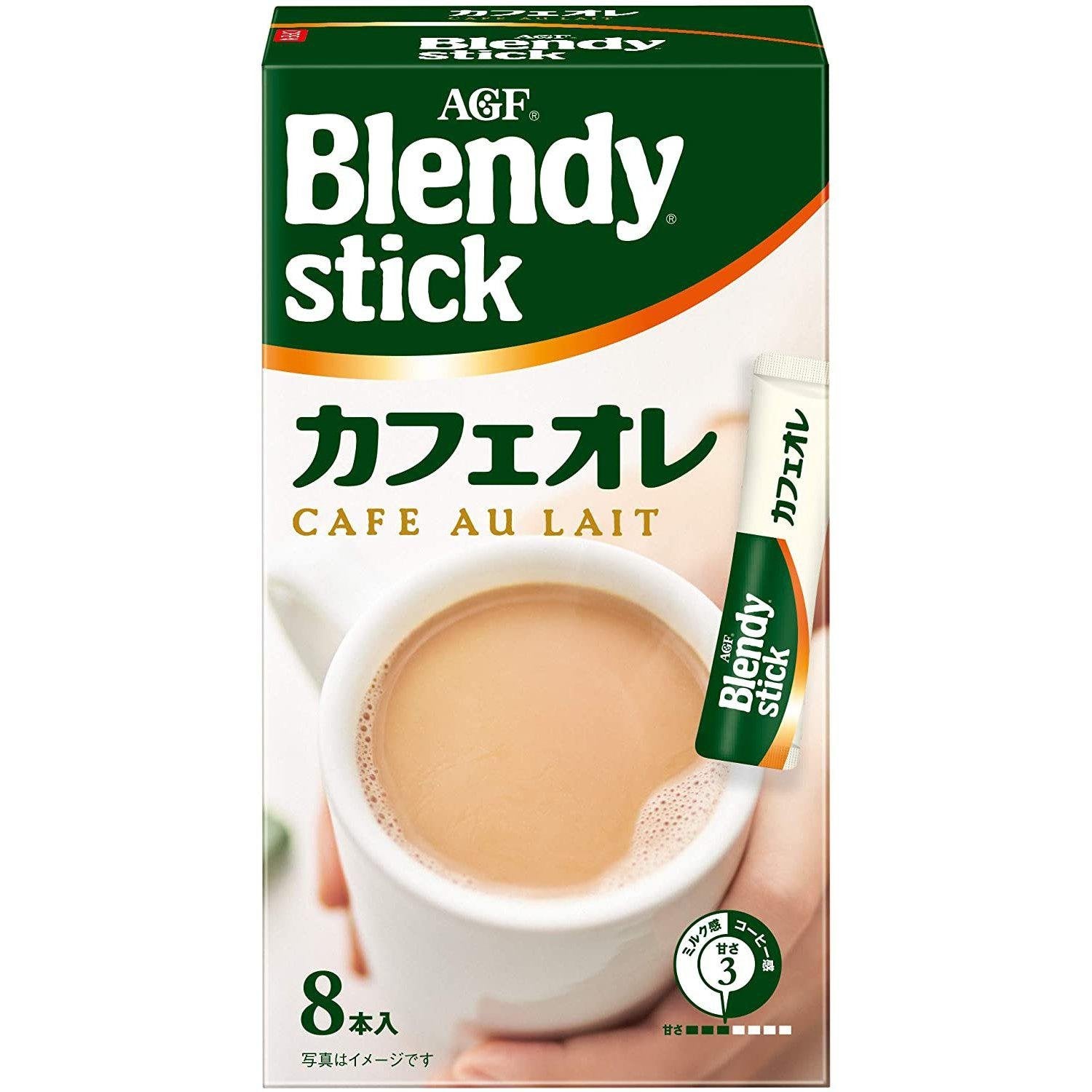 AGF Blendy Instantkaffee – Stick, Café, mit Milch, mit Milch, 8 Sticks