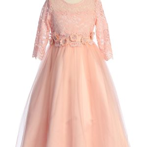 Kleid – Mädchen, Blumenmuster, Taille, mit Spitze, Tüll, Blumenmädchen – 4-16