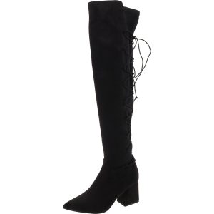 Overknee-Stiefel – Schnürung, Velourslederimitat