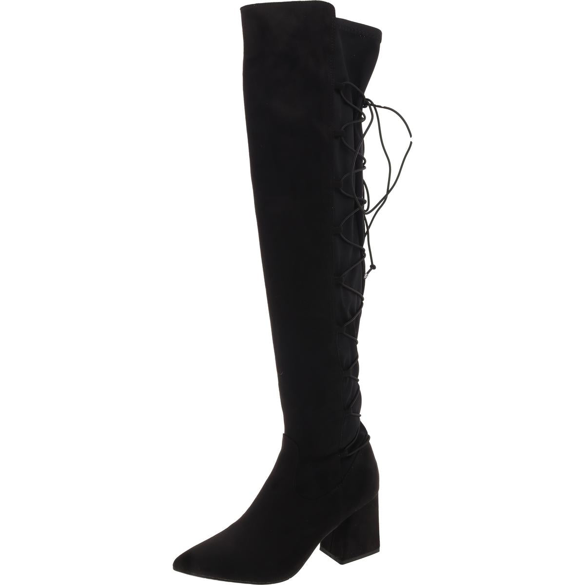 Overknee-Stiefel – Schnürung, Velourslederimitat