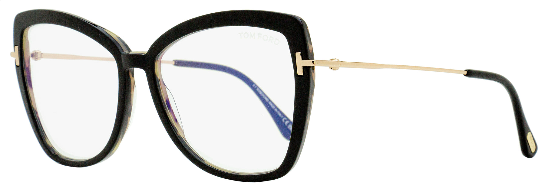 Tom Ford Brille – Damen, Schmetterlingsmotiv, Schwarz, Goldfarben – TF5882B / 005 / 55mm