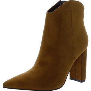 Stiefeletten aus Velourslederimitat mit spitzer Schuhspitze