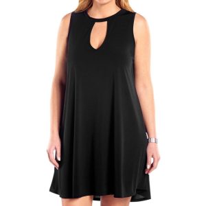 Kleid – große Größen, Schlüssellochausschnitt, Schwarz