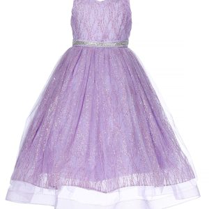 Kleid – Mädchen, Fliederfarben, Glitzer, Tüll, ärmellos, Junior, Brautjungfer – 8-14