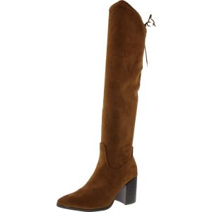 Overknee-Stiefel – Kordelzug, Saum, Velourslederimitat