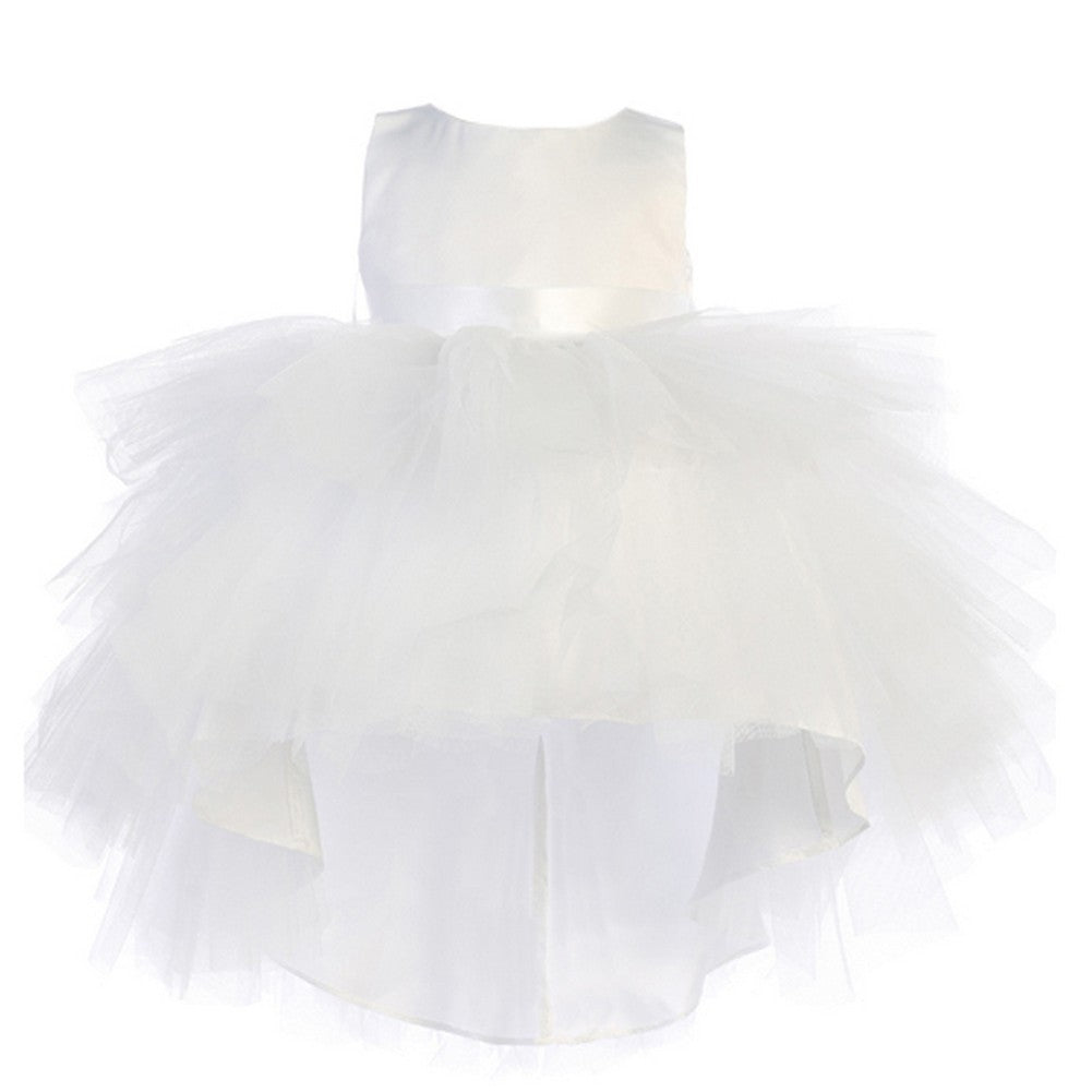 Kleid – Baby, Mädchen, Weiß, Vokuhila-Saum, mehrstufig, Rüschen, Tutu, Blumenmädchen – 6-24M