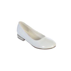 Flache Schuhe – Mädchen, Weiß, Glitzer, mit Strass, mit Schmucksteinen, Absatz, Lackleder, Kinder – 9 Toddler-5 Kids