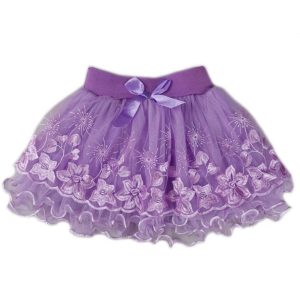 Rock – Mädchen, Lila, Blumenmuster, Print, mit Spitze, gerüscht, Tutu – S (9-24M)-XL (6-8)