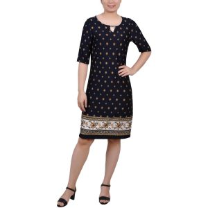 gerade geschnittenes Kleid – Petite-Größen, bedruckt, Jersey
