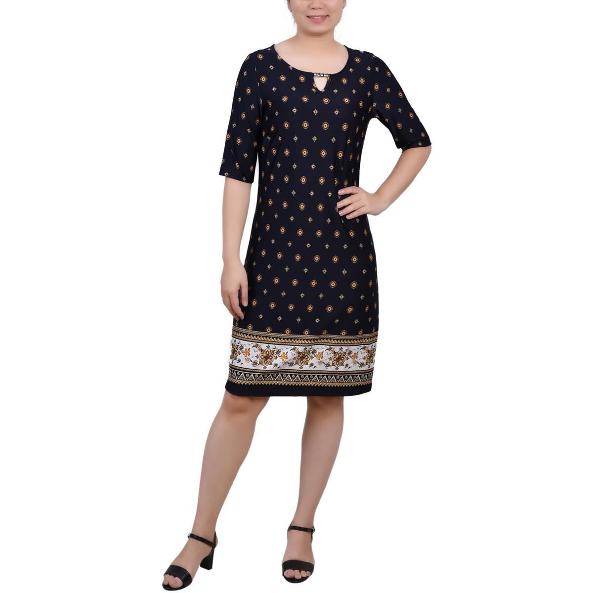 gerade geschnittenes Kleid – Petite-Größen, bedruckt, Jersey