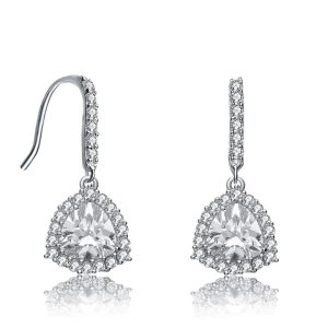 Ohrhänger – weißgoldplattiert, transparent, Zirkonia – 7733308883004