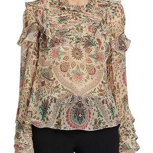 Damen-Seidenbluse mit Rüschen
