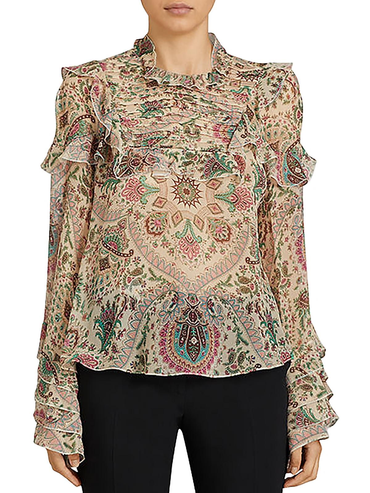 Damen-Seidenbluse mit Rüschen