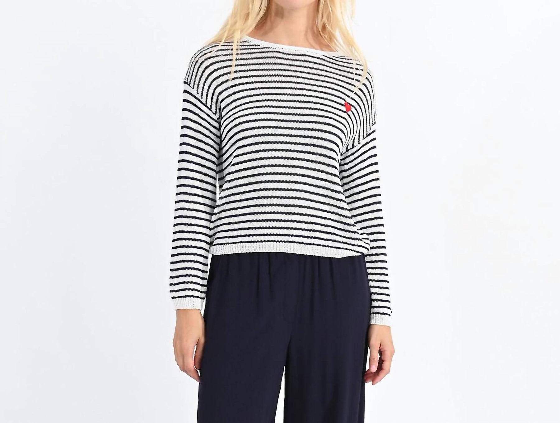 Gestreifter Strickpullover – Marineblau