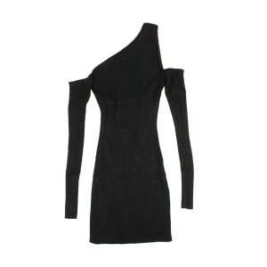 Schulterfreies Damen-Strickkleid – Schwarz