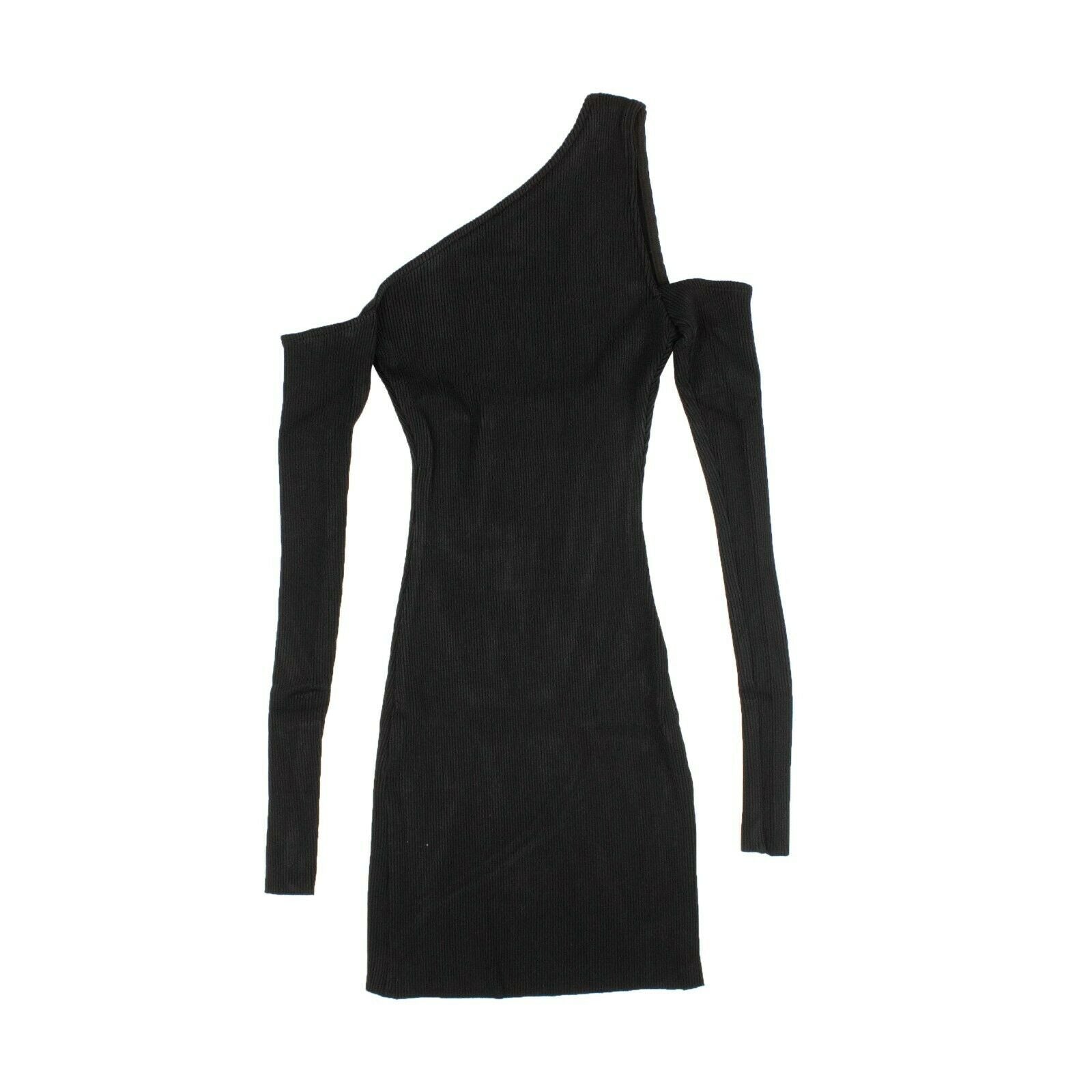 Schulterfreies Damen-Strickkleid – Schwarz