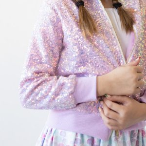 Jacke mit Pailletten – Lavendelfarben
