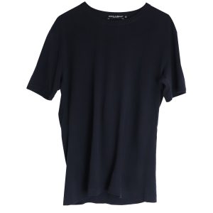 Dolce & Gabbana Baumwoll-T-Shirt mit Rundhalsausschnitt – Marineblau