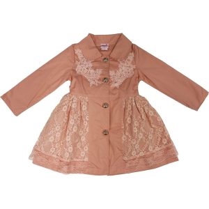 Mantel – Mädchen, Rosa, mit Spitze, windabweisend, Langarm – S (9-24M)-XL (6-8)