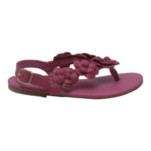 Zehentrenner-Sandalen – Mädchen, Fuchsia, Blütenakzent, Schnalle, Kinder – 11-4