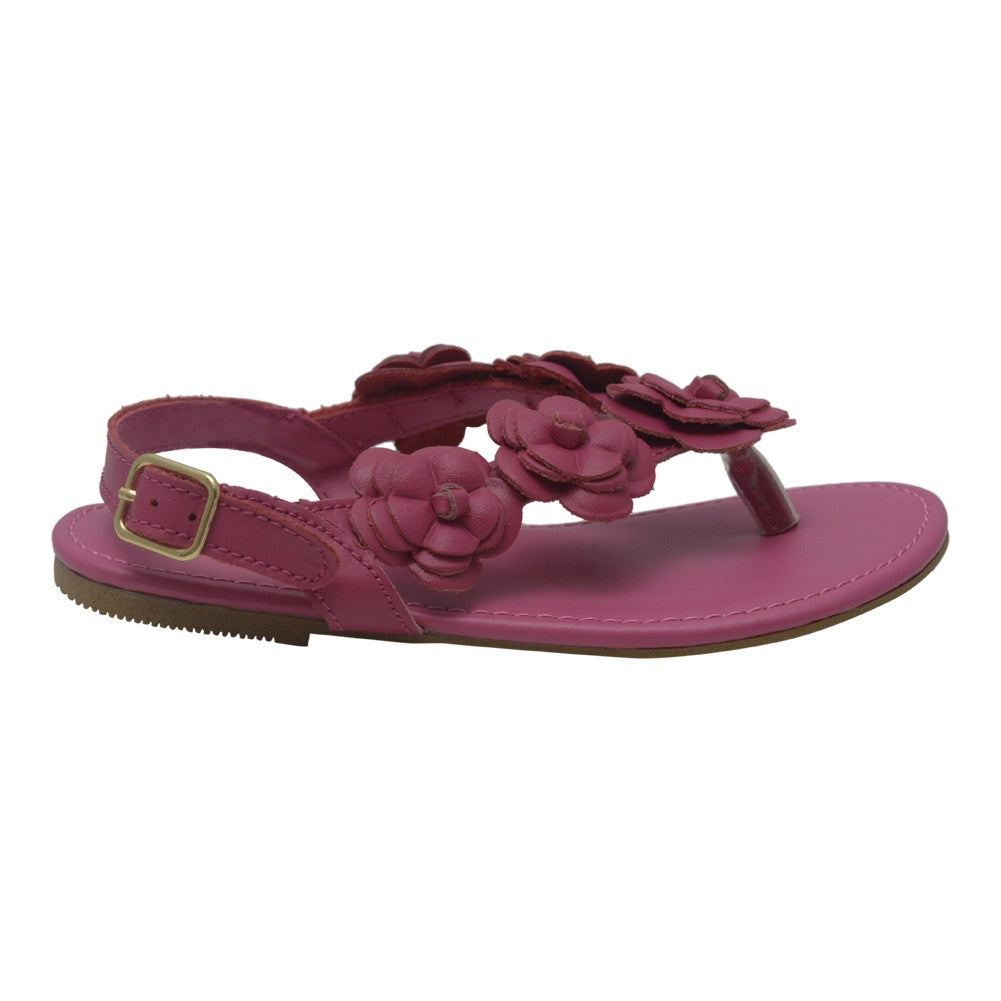 Zehentrenner-Sandalen – Mädchen, Fuchsia, Blütenakzent, Schnalle, Kinder – 11-4