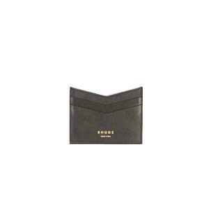 Leder-Kartenetui mit goldfarbenem Logo – Schwarz