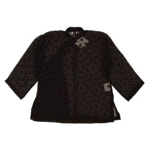 Seidenbluse mit Punktmuster – Schwarz/Rot