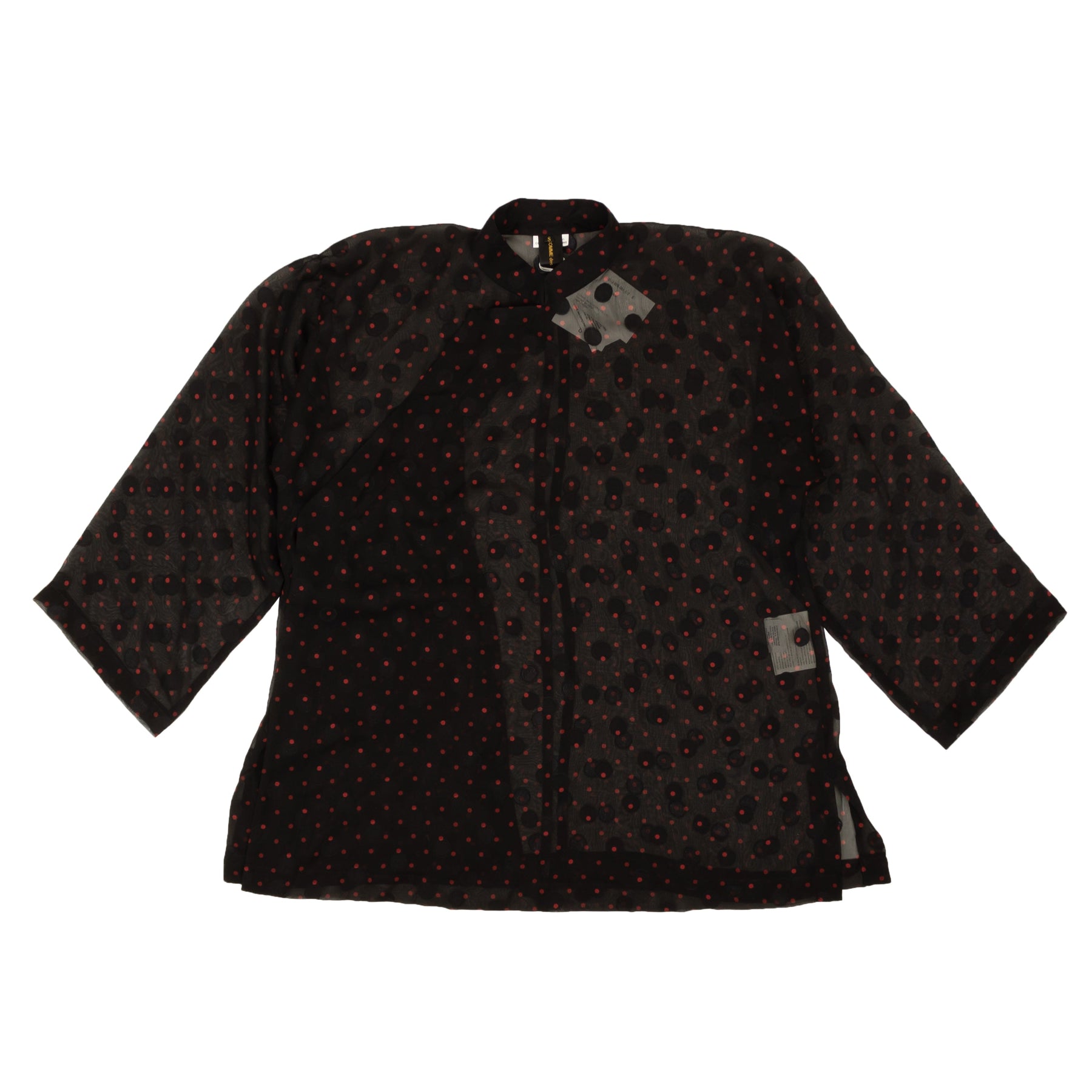 Seidenbluse mit Punktmuster – Schwarz/Rot