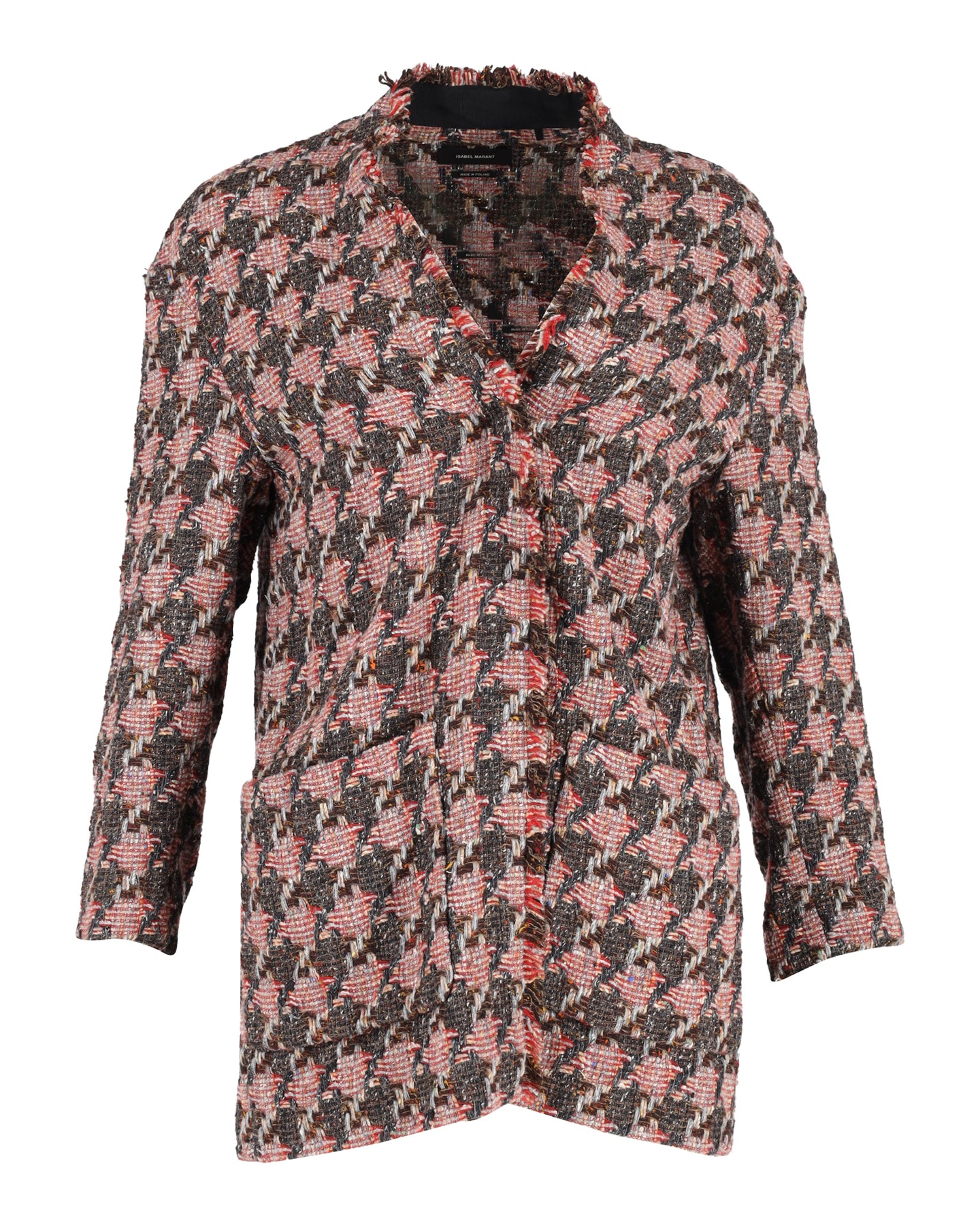 Isabel Marant Woll-Tweedjacke mit Hahnentrittmuster – Rot