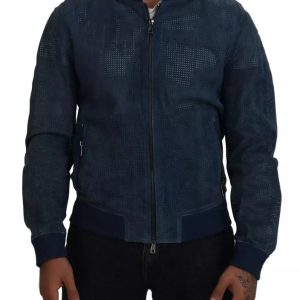 Dolce & Gabbana Jacke – Leder, perforiert, durchgehender Reißverschluss, Herren, gebraucht – 7712982958140